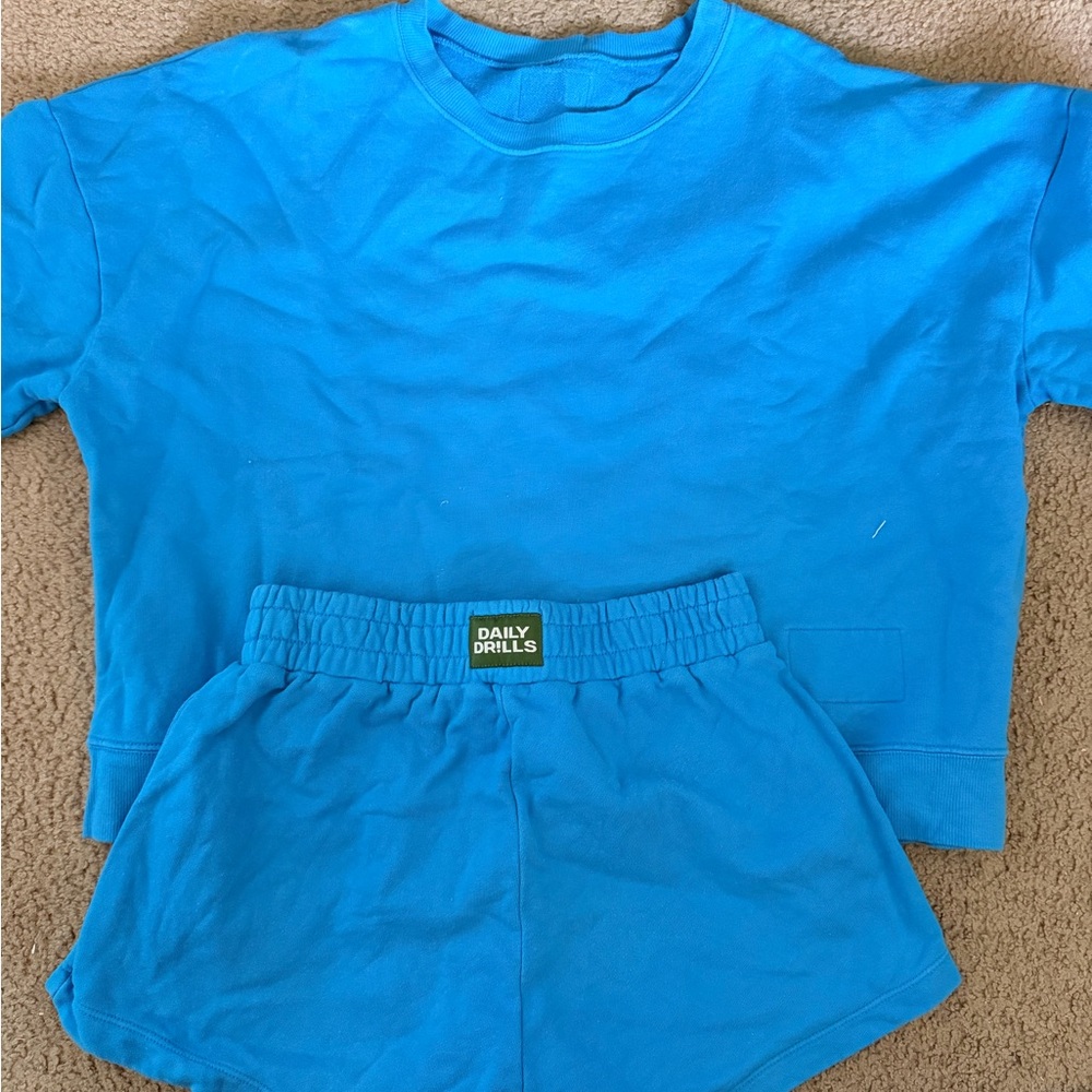 Daily Drills Tide Blue Short Sleeve Sweatshirt & Shorts Set